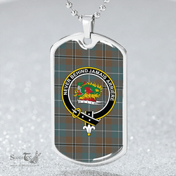 ScottishPlaid Douglas Green Weathered Clan Tartan Dog Tag Necklace - Crest Classic Scottish Plaid Tartan Plaid