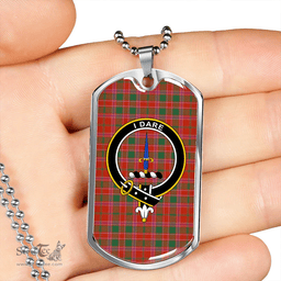 ScottishPlaid Dalziel Ancient Clan Tartan Dog Tag Necklace - Crest Classic Scottish Plaid Tartan Plaid