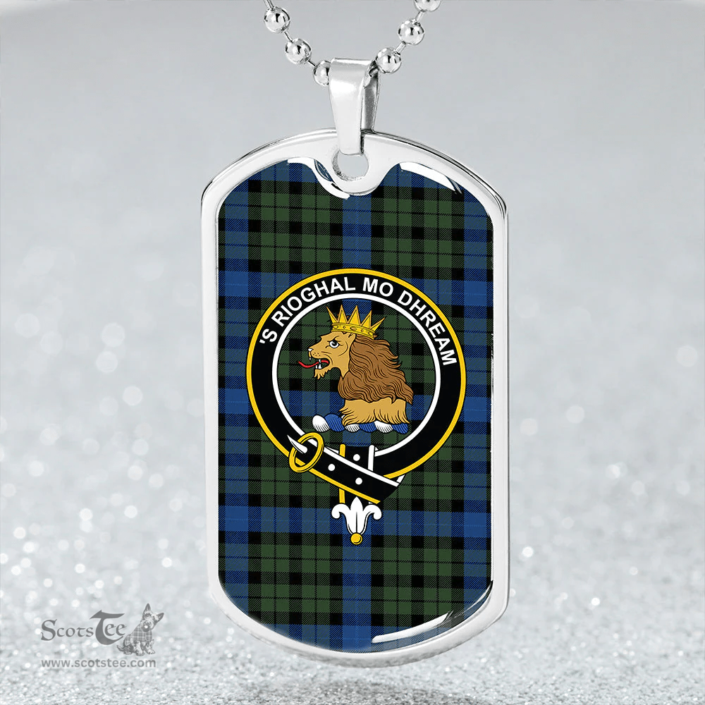 ScottishPlaid MacIntyre (MacGregor Hastie) Modern Clan Tartan Dog Tag Necklace - Crest Classic Scottish Plaid Tartan Plaid