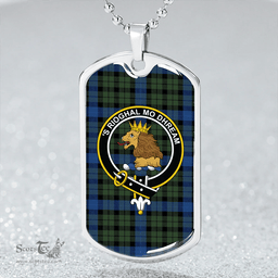 ScottishPlaid MacIntyre (MacGregor Hastie) Modern Clan Tartan Dog Tag Necklace - Crest Classic Scottish Plaid Tartan Plaid