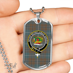 ScottishPlaid Douglas Green Weathered Clan Tartan Dog Tag Necklace - Crest Classic Scottish Plaid Tartan Plaid