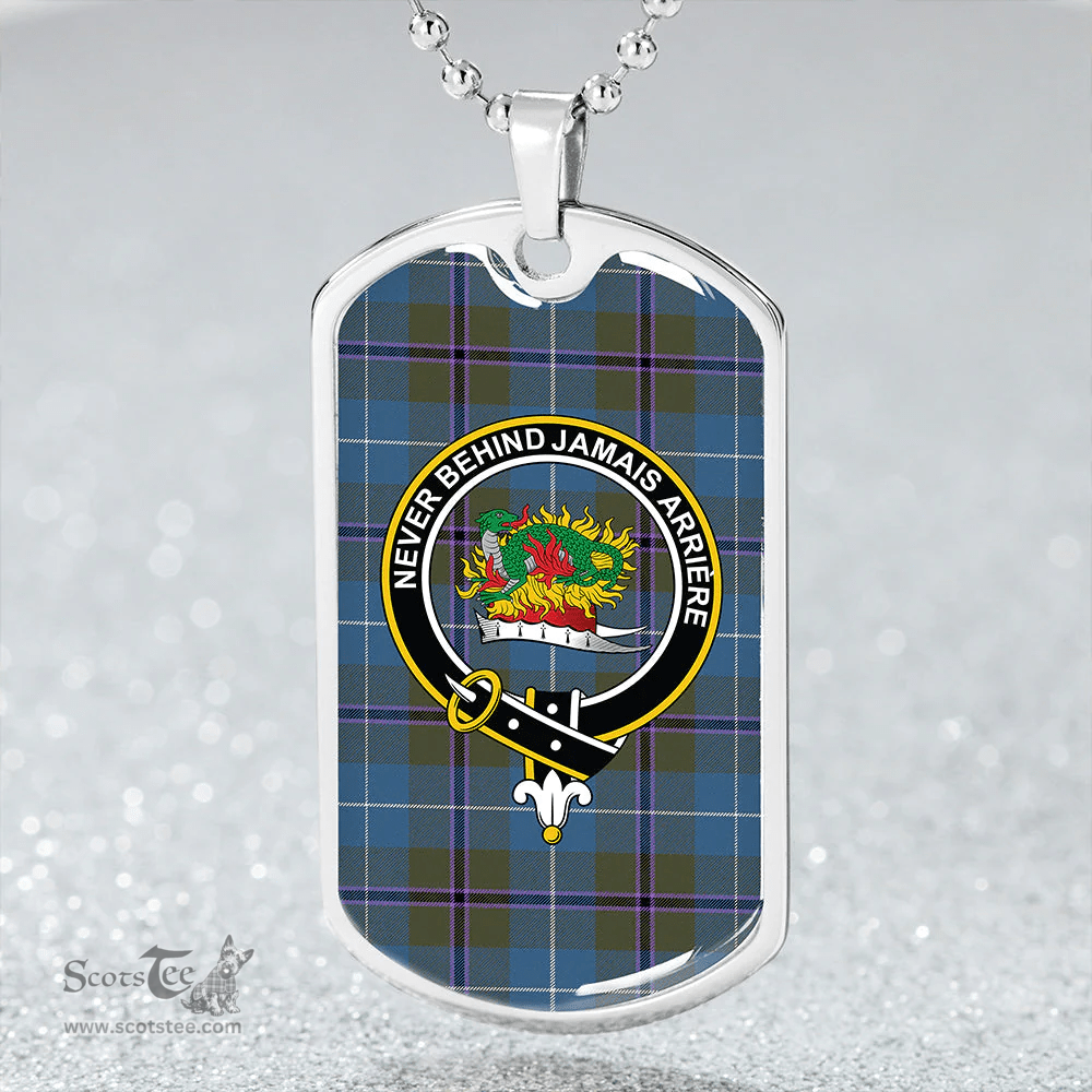 ScottishPlaid Douglas Green Ancient Clan Tartan Dog Tag Necklace - Crest Classic Scottish Plaid Tartan Plaid