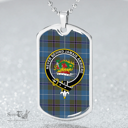 ScottishPlaid Douglas Green Ancient Clan Tartan Dog Tag Necklace - Crest Classic Scottish Plaid Tartan Plaid