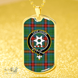 ScottishPlaid Jardine Dress Ancient Clan Tartan Dog Tag Necklace - Crest Classic Scottish Plaid Tartan Plaid