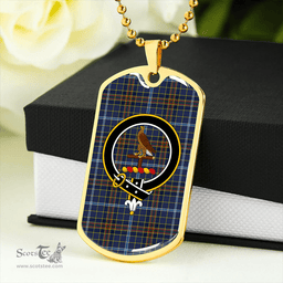 ScottishPlaid Knox Clan Tartan Dog Tag Necklace - Crest Classic Scottish Plaid Tartan Plaid