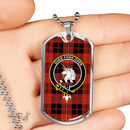 ScottishPlaid Cunningham Ancient Clan Tartan Dog Tag Necklace - Crest Classic Scottish Plaid Tartan Plaid