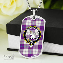 ScottishPlaid Cunningham Dress Purple Clan Tartan Dog Tag Necklace - Crest Classic Scottish Plaid Tartan Plaid