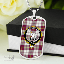 ScottishPlaid Cunningham Dress Burgundy Clan Tartan Dog Tag Necklace - Crest Classic Scottish Plaid Tartan Plaid