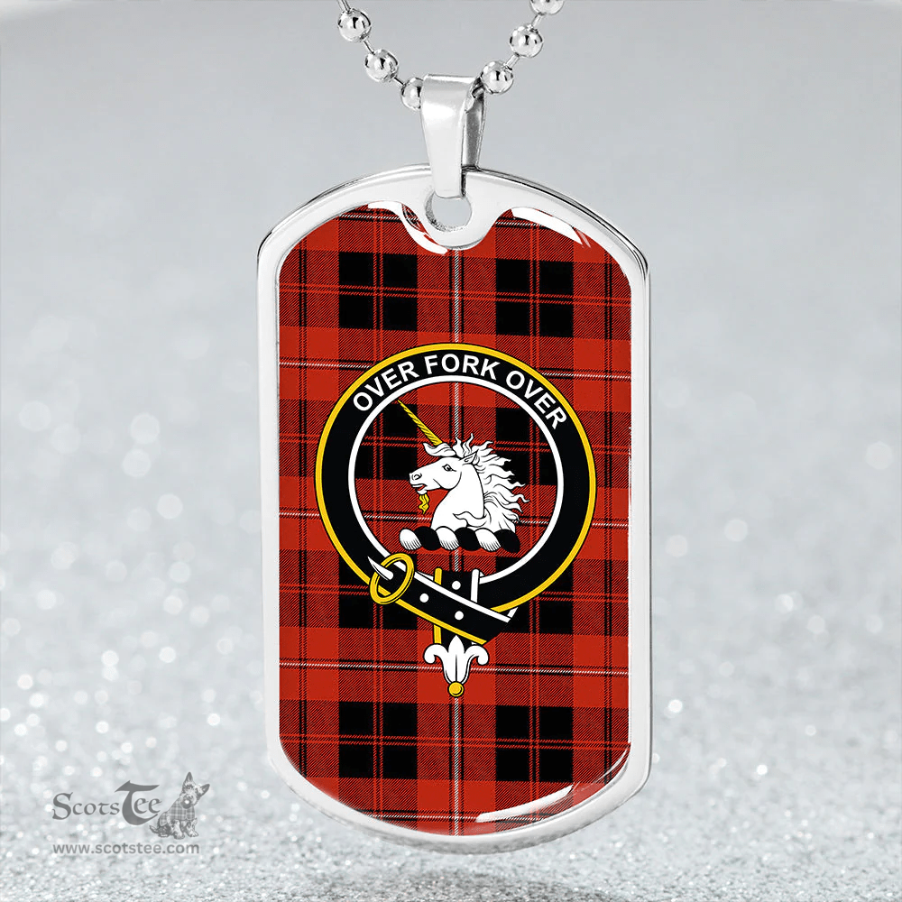 ScottishPlaid Cunningham Ancient Clan Tartan Dog Tag Necklace - Crest Classic Scottish Plaid Tartan Plaid