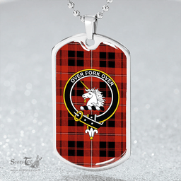ScottishPlaid Cunningham Ancient Clan Tartan Dog Tag Necklace - Crest Classic Scottish Plaid Tartan Plaid