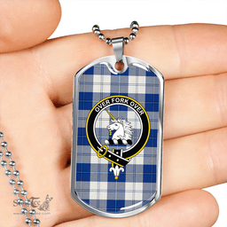 ScottishPlaid Cunningham Dress Royal Blue Clan Tartan Dog Tag Necklace - Crest Classic Scottish Plaid Tartan Plaid