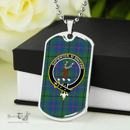 ScottishPlaid Davidson Half Modern Clan Tartan Dog Tag Necklace - Crest Classic Scottish Plaid Tartan Plaid