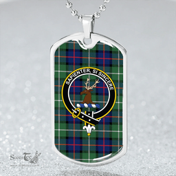 ScottishPlaid Davidson of Tulloch Modern Clan Tartan Dog Tag Necklace - Crest Classic Scottish Plaid Tartan Plaid