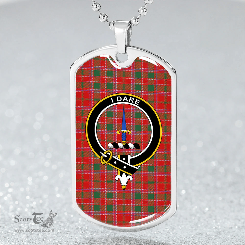 ScottishPlaid Dalziel Modern Clan Tartan Dog Tag Necklace - Crest Classic Scottish Plaid Tartan Plaid