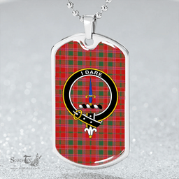 ScottishPlaid Dalziel Modern Clan Tartan Dog Tag Necklace - Crest Classic Scottish Plaid Tartan Plaid