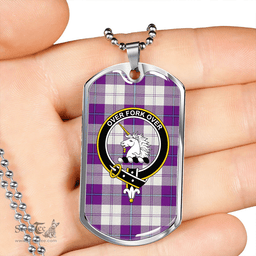ScottishPlaid Cunningham Dress Purple Clan Tartan Dog Tag Necklace - Crest Classic Scottish Plaid Tartan Plaid