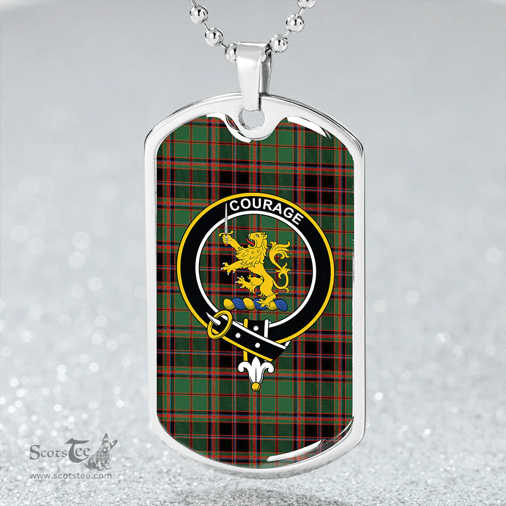 ScottishPlaid Cumming Hunting (Cumming Glenorchy) Ancient Clan Tartan Dog Tag Necklace - Crest Classic Scottish Plaid Tartan Plaid