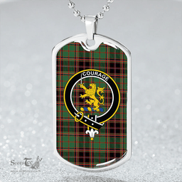 ScottishPlaid Cumming Hunting (Cumming Glenorchy) Ancient Clan Tartan Dog Tag Necklace - Crest Classic Scottish Plaid Tartan Plaid