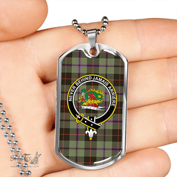 ScottishPlaid Douglas Black Weathered Clan Tartan Dog Tag Necklace - Crest Classic Scottish Plaid Tartan Plaid