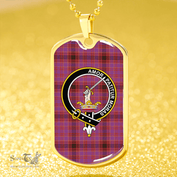 ScottishPlaid Lumsden of Clova Weathered Clan Tartan Dog Tag Necklace - Crest Classic Scottish Plaid Tartan Plaid