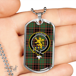 ScottishPlaid Cumming Hunting (Cumming Glenorchy) Ancient Clan Tartan Dog Tag Necklace - Crest Classic Scottish Plaid Tartan Plaid