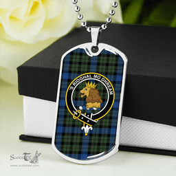 ScottishPlaid MacIntyre (MacGregor Hastie) Modern Clan Tartan Dog Tag Necklace - Crest Classic Scottish Plaid Tartan Plaid