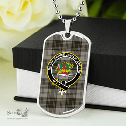 ScottishPlaid Douglas Grey Weathered Clan Tartan Dog Tag Necklace - Crest Classic Scottish Plaid Tartan Plaid