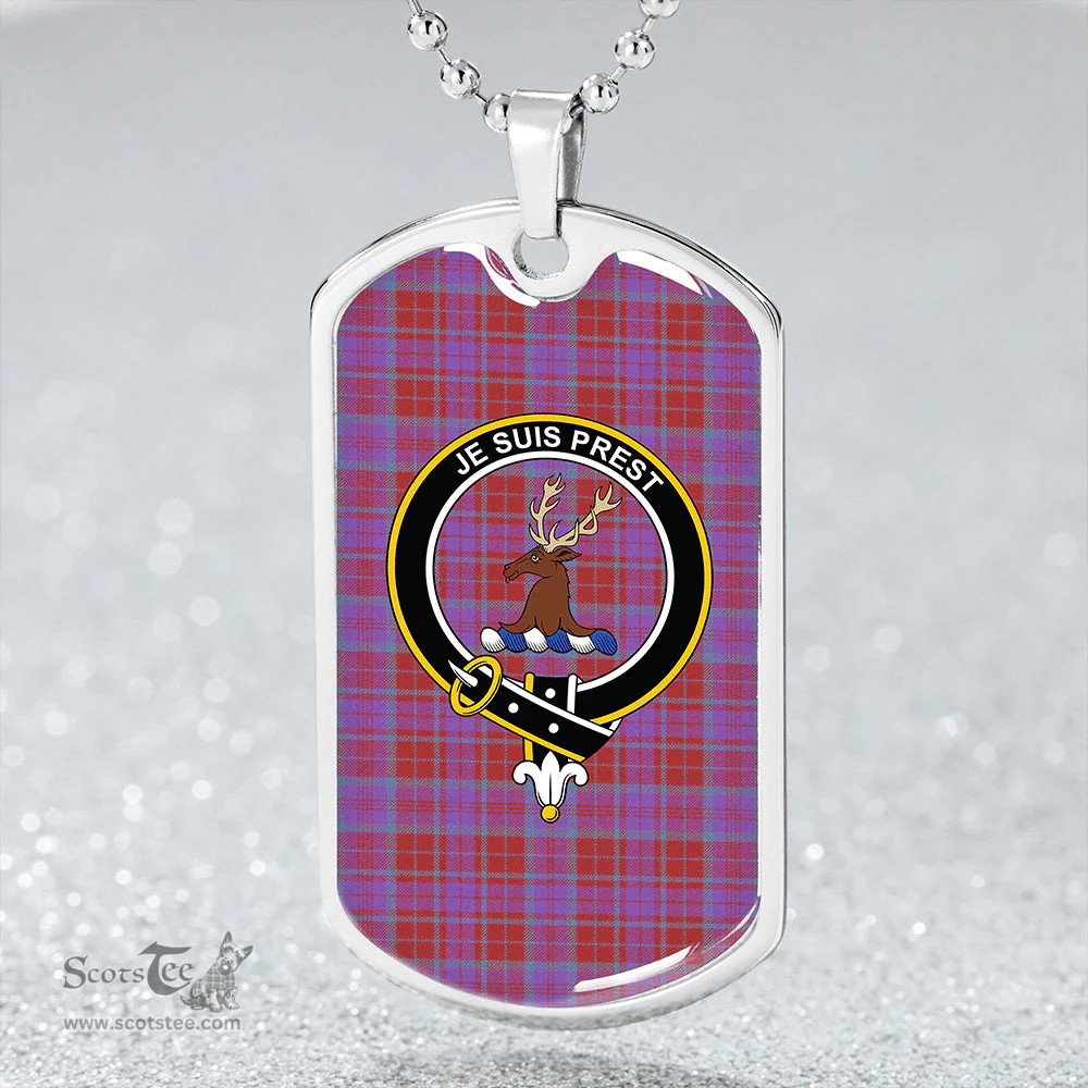 ScottishPlaid Fraser of Reelig Ancient Clan Tartan Dog Tag Necklace - Crest Classic Scottish Plaid Tartan Plaid