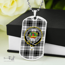 ScottishPlaid Douglas Grey Ancient Clan Tartan Dog Tag Necklace - Crest Classic Scottish Plaid Tartan Plaid