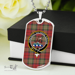 ScottishPlaid Dickie Weathered Clan Tartan Dog Tag Necklace - Crest Classic Scottish Plaid Tartan Plaid