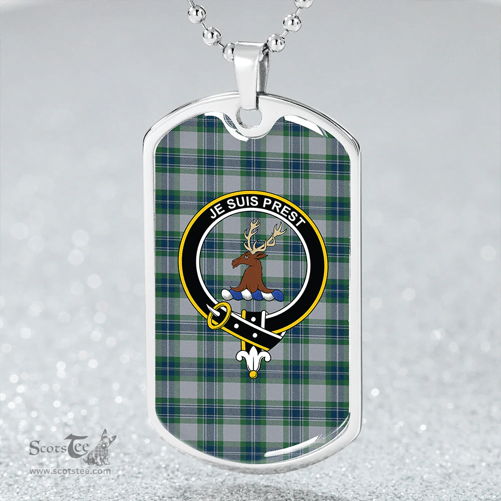 ScottishPlaid Fraser Arisaid Green Clan Tartan Dog Tag Necklace - Crest Classic Scottish Plaid Tartan Plaid