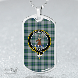 ScottishPlaid Fraser Arisaid Green Clan Tartan Dog Tag Necklace - Crest Classic Scottish Plaid Tartan Plaid