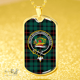 ScottishPlaid Douglas Black Modern Clan Tartan Dog Tag Necklace - Crest Classic Scottish Plaid Tartan Plaid