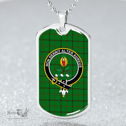 ScottishPlaid Don (Tribe of Mar) Clan Tartan Dog Tag Necklace - Crest Classic Scottish Plaid Tartan Plaid