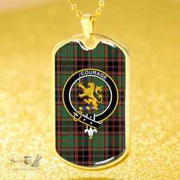 ScottishPlaid Cumming Hunting (Cumming Glenorchy) Ancient Clan Tartan Dog Tag Necklace - Crest Classic Scottish Plaid Tartan Plaid