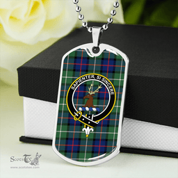 ScottishPlaid Davidson of Tulloch Modern Clan Tartan Dog Tag Necklace - Crest Classic Scottish Plaid Tartan Plaid