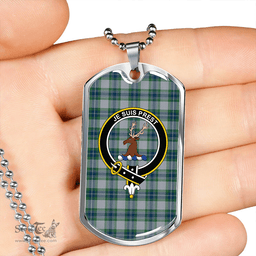 ScottishPlaid Fraser Arisaid Green Clan Tartan Dog Tag Necklace - Crest Classic Scottish Plaid Tartan Plaid