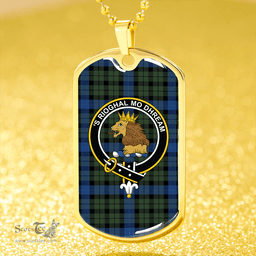 ScottishPlaid MacIntyre (MacGregor Hastie) Modern Clan Tartan Dog Tag Necklace - Crest Classic Scottish Plaid Tartan Plaid