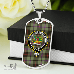 ScottishPlaid Douglas Black Weathered Clan Tartan Dog Tag Necklace - Crest Classic Scottish Plaid Tartan Plaid