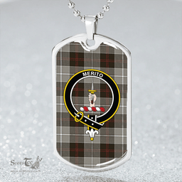 ScottishPlaid Dunlop Hunting Weathered Clan Tartan Dog Tag Necklace - Crest Classic Scottish Plaid Tartan Plaid