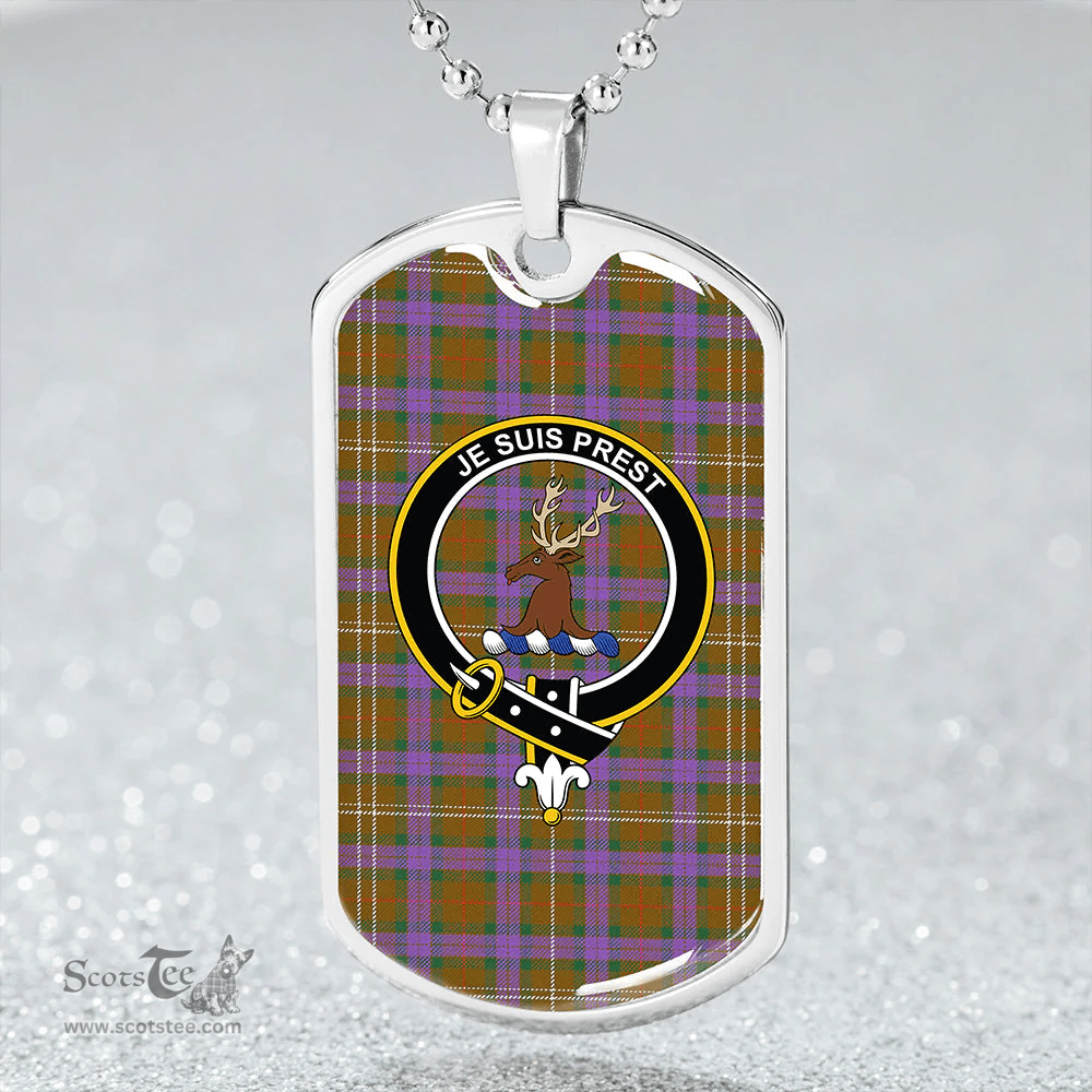 ScottishPlaid Fraser Hunting Ancient Clan Tartan Dog Tag Necklace - Crest Classic Scottish Plaid Tartan Plaid
