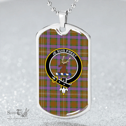ScottishPlaid Fraser Hunting Ancient Clan Tartan Dog Tag Necklace - Crest Classic Scottish Plaid Tartan Plaid