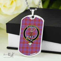 ScottishPlaid Fraser of Reelig Ancient Clan Tartan Dog Tag Necklace - Crest Classic Scottish Plaid Tartan Plaid