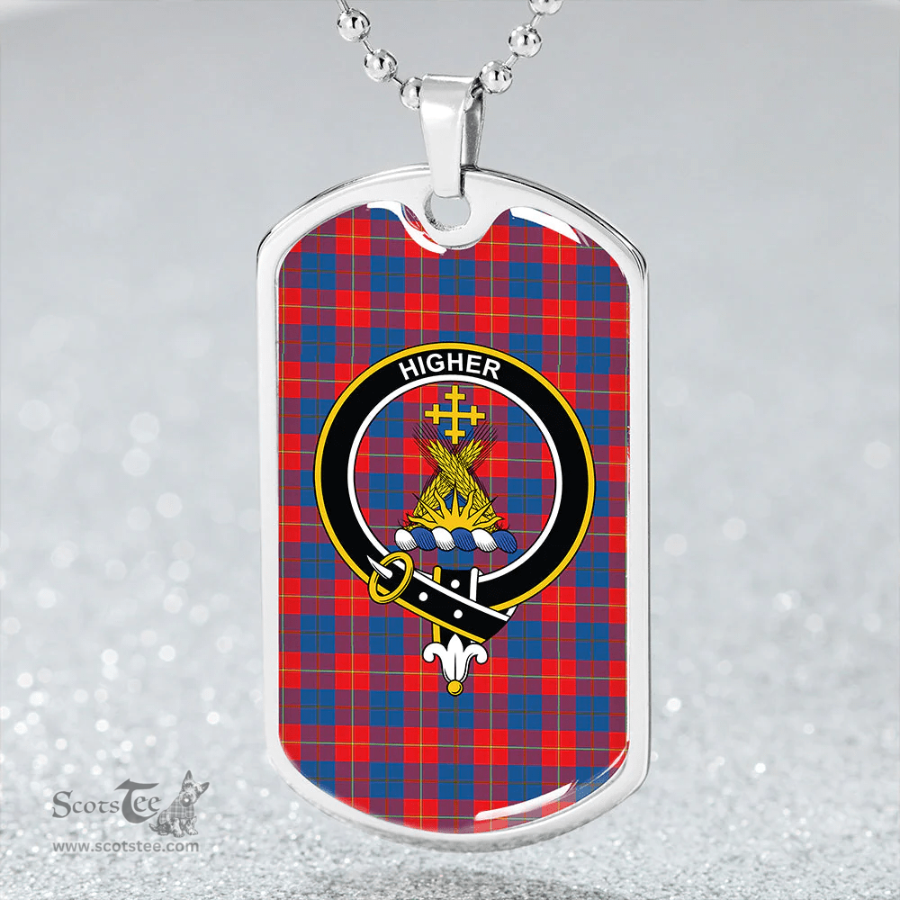 ScottishPlaid Galloway Red Clan Tartan Dog Tag Necklace - Crest Classic Scottish Plaid Tartan Plaid