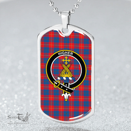 ScottishPlaid Galloway Red Clan Tartan Dog Tag Necklace - Crest Classic Scottish Plaid Tartan Plaid