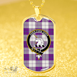 ScottishPlaid Cunningham Dress Purple Clan Tartan Dog Tag Necklace - Crest Classic Scottish Plaid Tartan Plaid
