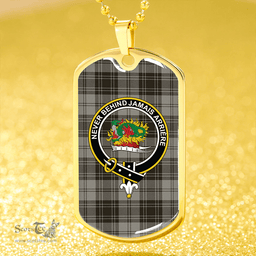 ScottishPlaid Douglas Grey Weathered Clan Tartan Dog Tag Necklace - Crest Classic Scottish Plaid Tartan Plaid