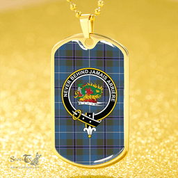 ScottishPlaid Douglas Green Ancient Clan Tartan Dog Tag Necklace - Crest Classic Scottish Plaid Tartan Plaid