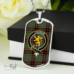 ScottishPlaid Cumming Hunting (Cumming Glenorchy) Ancient Clan Tartan Dog Tag Necklace - Crest Classic Scottish Plaid Tartan Plaid