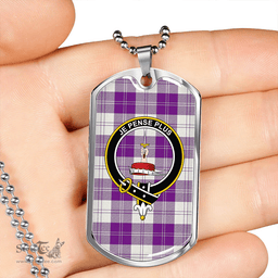 ScottishPlaid Erskine Red Clan Tartan Dog Tag Necklace - Crest Classic Scottish Plaid Tartan Plaid